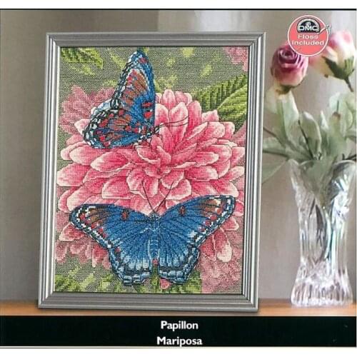 Bucilla 45819 Butterfly on pink flower Cross Stitch Kit Package Greeting Needlework Counted Kits Embroidery cross stitch set