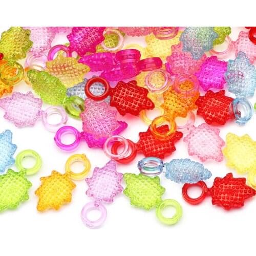 Leaf Mixed Color Transparent Acrylic Pendant 20x11mm Loose Spacer Beads for Jewelry Making DIY Necklace Accessories 30pcs