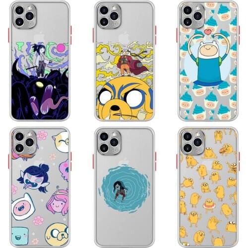 Adventure Time Cartoon cute Phone Case For iphone 12 11 Pro Max Mini XS 8 7 Plus X SE 2020 XR Matte Transparent white Cover