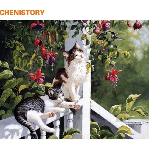 CHENISTORY Frameless Cat Animals DIY Painting By Numbers Kits Unique Gift Picture By Numbers For Home Decor 40x50cm Wall Artwork