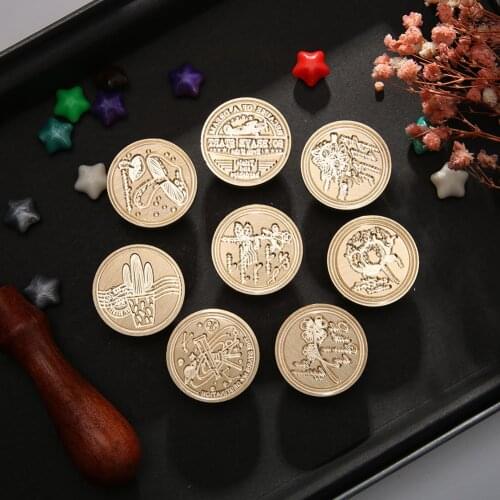 Diameter 15mm Retro Wood Wax Seal Stamp Replace Copper Head Vintage DIY Sealing Wax Tools Envelope Christmas Stamps (Only Head)