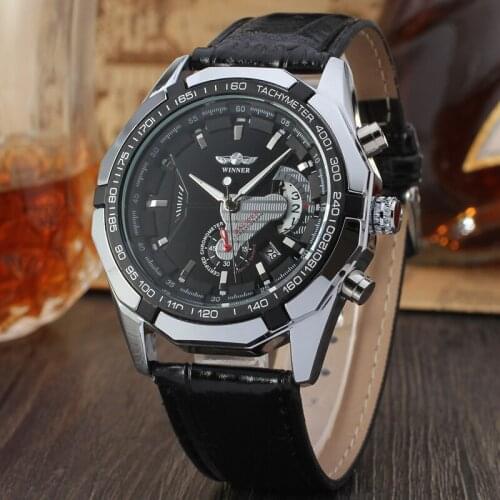 Men Watch Top Luxury Brand Mens Casual Calendar Bussiness Mechanical Watches Man Leather Wristwatch Relogio Masculino Dress