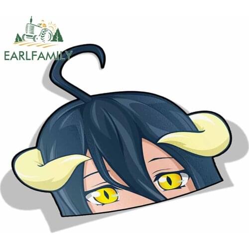 EARLFAMILY 13cm x 9.9cm Albedo Overlord Peeker Peek Anime Vinyl JDM Car Stickers Window Trunk Laptop Decal Car Accessories