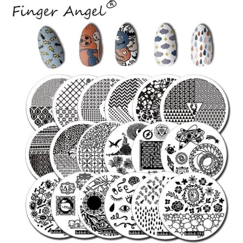 Finger Angel 1PCS Nail Art Stamping Plates Stamp Image Platet Lovely Funny Cartoon Design DIY Nails Template Round Manicure Tool
