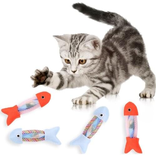 2pcs/Set Fish Shape Catnip Toy Lovely Non-Woven Toy Wave Point Plush Feather Cat Chew Toy Cat Interactive Toy Pet Supplies