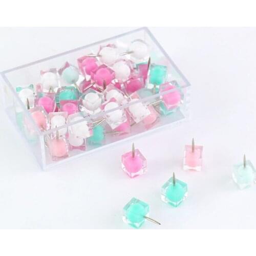 80PCS/Box Push Pins Transparent Thumbtack Plastic for Photo Wall Soft Board Wood Cork Board Map Pins Fashion Creative Gift