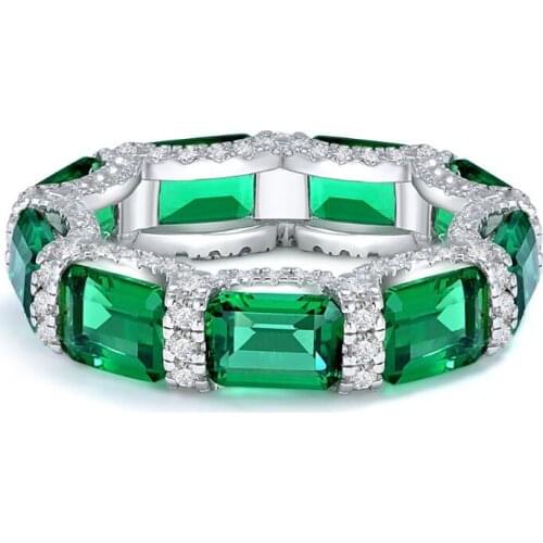 2021 New Arrival 100% 925 Sterling Silver 5*7mm Synthetic Emerald Created Moissanite Ring For Women Wedding Fine Jewelry Gift