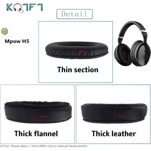 KQTFT 1 Pair of Velvet leather Replacement EarPads for Mpow H5 Headset Earmuff Cover Cushion Cups