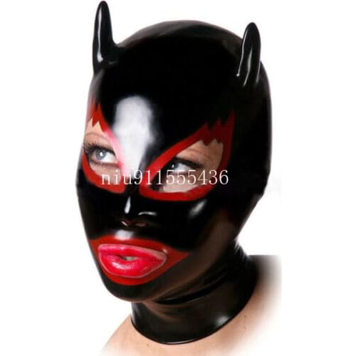 Latex Mask Rubber Unisex Hood Cosplay Cat woman Back Zipper Rubber Fetish Cosplay Mask Latex Headgear Customized XS-XXL