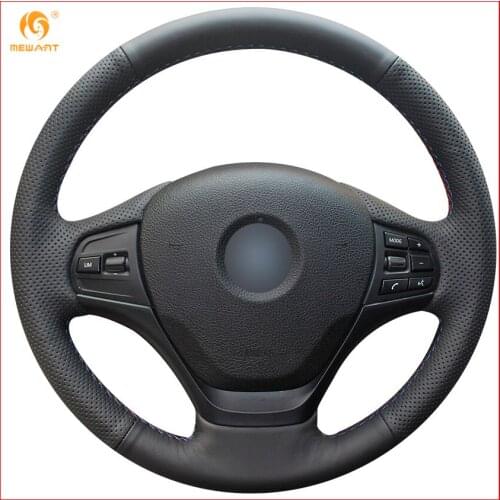 MEWANT Black Genuine Leather Car Steering Wheel Cover for BMW F30 316i 320i 328i Interior Accessories Parts