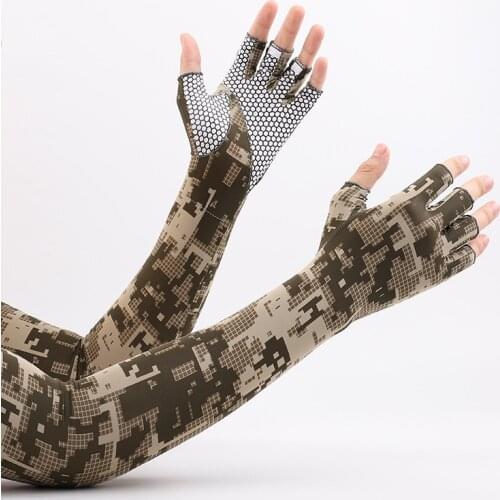Men’ s Cycling Gloves Sun-Resistant Half-Finger Gloves with Oversleeve Ice Silk Riding and Driving Non-Slip Gloves 2020