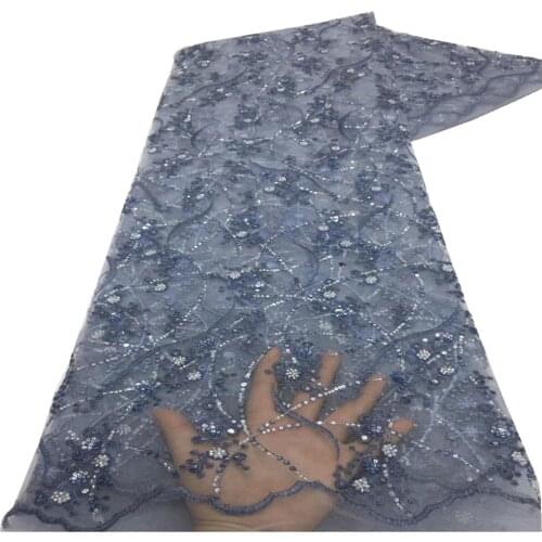 Latest African Lace Fabric Embroidery French Mesh Sequins Lace Fabric Nigerian Tulle Lace For Party xz-210