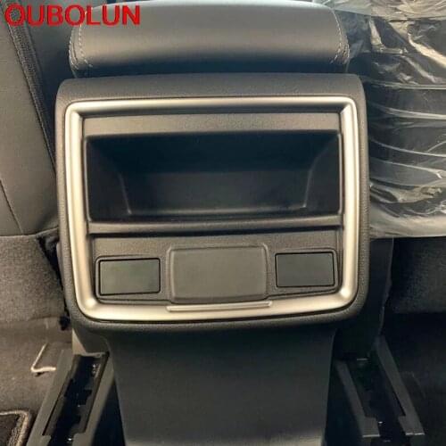 OUBOLUN For Subaru Forester SK 2018 2019 Car Interior Accessories Rear Armrest Box Seat Air Condition Vent Cover Trim ABS Chrome