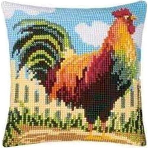Latch Hook Cushion Chickens Pillow Case Acrylic Yarn Pre-Printed Color Canvas Crochet Cushion Cover Christmas Decoration