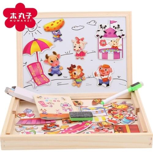 Educational Toy Magnetic Chinese Zodiac Cartoon GIRLS Replaceable Joypin Drawing Board CHILDRENS Puzzle Make-up