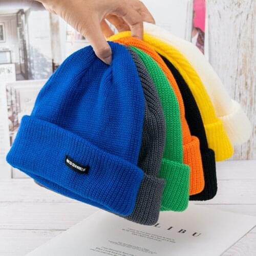 KENSHELLEY Promotional Winter Letter Beanie Cable Knitted Solid Casual Beanie Hip-hop Skullies Hat Unisex Hat Beanie Hats