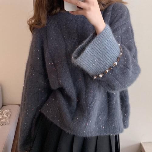 Sweaters in the fall and winter of female loose more languid is lazy wind 2020 new western style students render sweater coat