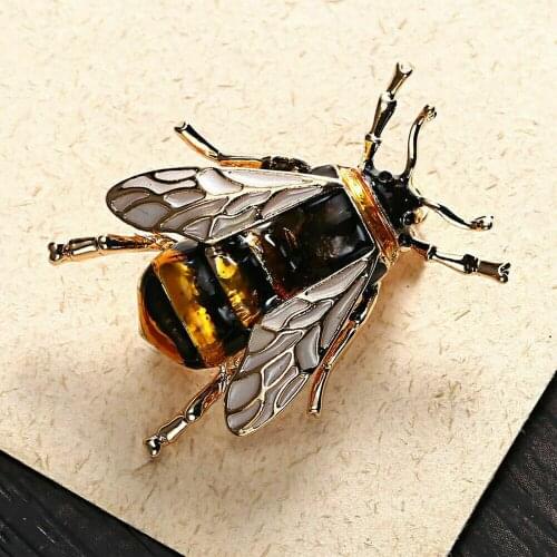 Vintage Bumble Bee Brooch Gold Yellow Honey Insect Lapel Pin Badge Gifts Enamel Animal Brooches Women Jewelry