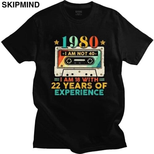 Funny Vintage May 1980 T Shirt Men 40th Birthday Gift Short Sleeved Casual 40 Years Old Tee Fitted 100% Cotton Cassette T-shirt
