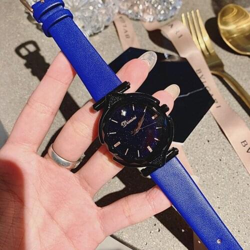 2019 Luxury Brand Super Cool Women Watches Fashion Ladies Leather Strap Dress Watch Woman Causal Watch Women Starry Face Watches