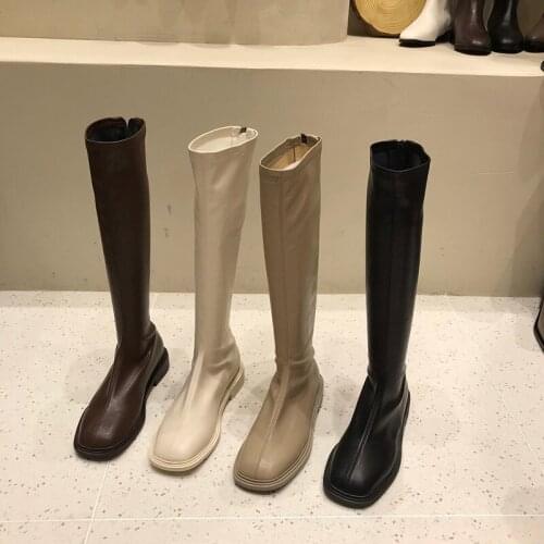 Lady Boots Rock Shoes Woman Zipper Clogs Platform Sexy Thigh High Heels High Sexy Boots-Women Med Rubber Over-the-Knee Leather W