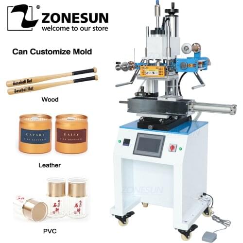 ZONESUN ZY-819R 150*230mm Round Cosmetic Bottle Leather LOGO Paper Customized Hot Foil Stamping Machine Heat Press Machine
