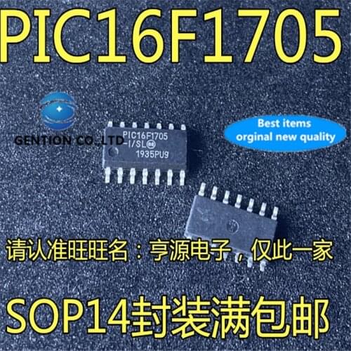 10Pcs PIC16F1705 PIC16F1705-I/SL SOP-14 8-bit microcontroller chip in stock 100% new and original