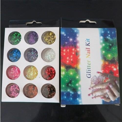 12 Colours Glitter Dust Powder Set - Nail Art Tips Decoration / Crafts / DIY