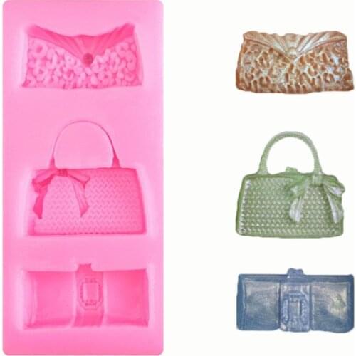 2Pcs Highheel Shoe and Bag Silicone Mold Fondant Mold for Chocolate Polymer Clay T3LE