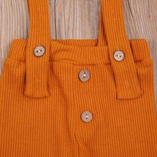 2021 Summer Newborn Infant Baby Boys Girls Clothes Strap Button Rompers Solid Jumpsuit Long Pants Overalls Outfits 0-24M