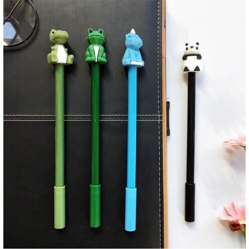 24 Pcs Cartoon Cute Dinosaur Panda Geometric Faceted Animal Gel Pen Cartoon Creative Office Supplies Sign Pen Wholesale