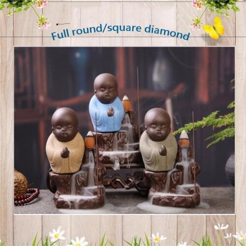 3 Little monk DIY 5D Diamond Mosaic Religious Painting Cross Stitch Kit Diamonds Embroidery full Drill Home Decoration AS962