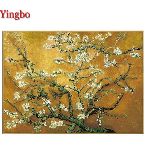 5D Diamond Painting Vincent Van Gogh Blossoming Almond Tree Cross Stitch Needlework Diamond Embroidery Mosaic Rhinestone