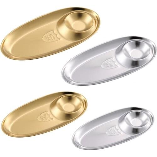 60%HOTSnack Plate Easy Clean Anti-deformation Stainless Steel Food Tray Dessert Dish for Hotel