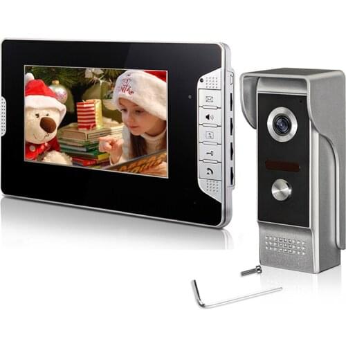 7''Inch Color Screen Wired Video Doorbell Intercom System,Dual-way Intercom,Monitor,Unlock with Night Vision Camera
