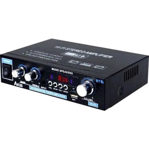 AK35 Bluetooth-compatible HiFi Stereo Audio Amplifier Amp with USB TF RCA AUX + Remote Support TF card, AUX, USB flash MP3