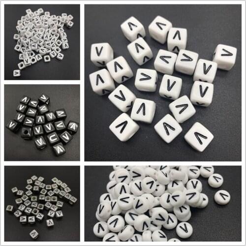 6mm 7mm 10mm Letter V Acrylic Spacer Beads Square Oval Letter Beads For Jewelry Making DIY Accessories