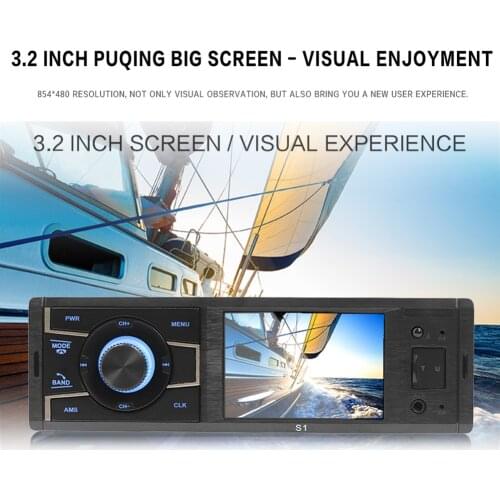 Auto Audio Central FM Car Stereo SWM-S1 Single 1 DIN Car Stereo 3.2 inch Bluetooth AUX-in USB FM Radio Receiver