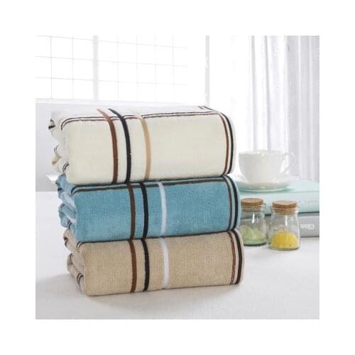 Bath Towels Cotton 70x140cm Camel Blue White Stripe Hand Face Shower Super Absorbent Towels Home Hotel For Adults