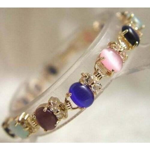 Free shipping Ladys beautiful Multi Color opal bead bracelet