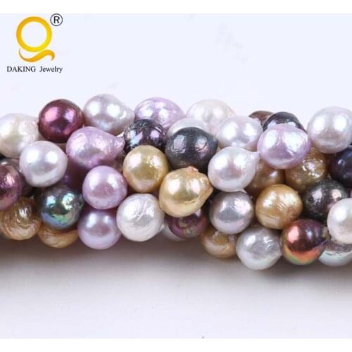 AA 11-12mm Baroque Shape Keshi Dyed Color Cultured FreeForm Freshwater Pearl Loose Beads Strand 16"