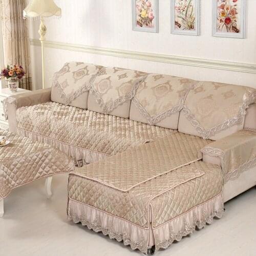 European Style Garden Sofa Cover Reliefs Flower Sofa Towel Slipcover Non-slip Cushion Backrest Armrest Sofa Set For Living Room