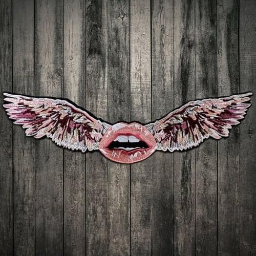 Lady Big Pink Wing Embroidery Patch Applique for Clothes Iron on Patches for Clothes Big Back for Jackets MC Motorcycle Club