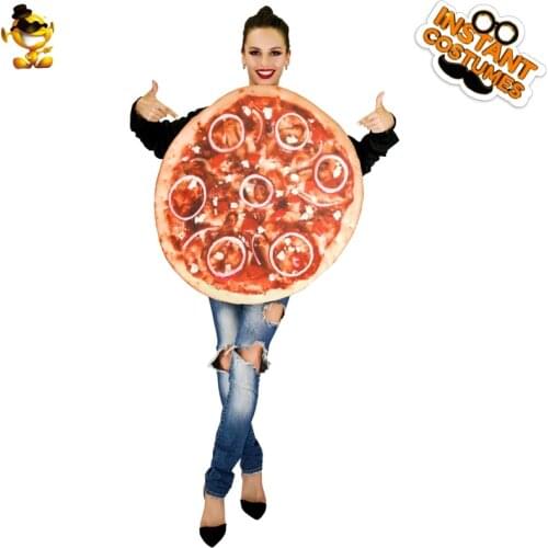 Adult Couple Halloween Costumes Funny Round Pizza Jumpsuit for Mens Unisex Fast Food Clothes Cosplay Party Outfits