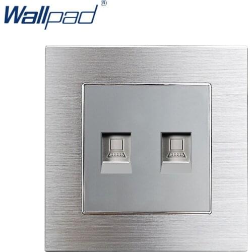 Dual Computer Socket Network Data Ethernet RJ45 CAT6 Wallpad Grey Aluminum Alloy Panel Electric Wall Socket