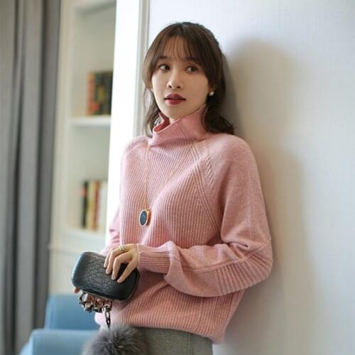 FRSEUCAG Brand 5 colors Womens Cashmere Turtleneck Sweater Loose Pullover 100% Wool Knitted Oversized Sweater Autumn Winter