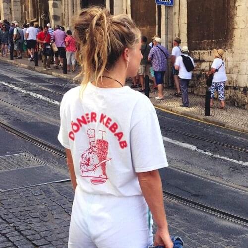 Newest Women Doner Kebab T Shirts Summer Casual Serial TShirt Womens Premium T-Shirt White Tops Tee