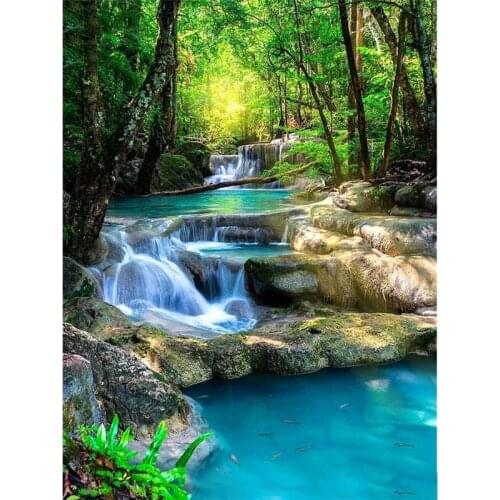 GATYZTORY Frame Forest River DIY Painting By Numbers Kit Landscape Picture By Numbers Acrylic Paint By Numbers For Home Decors