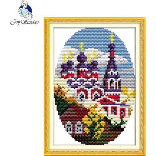 Joy Sunday Scenery Style Four Season Cabin Autumn Pattern Counted Cross-Stitching Painting Cross Stitch Embroidery Home Decor