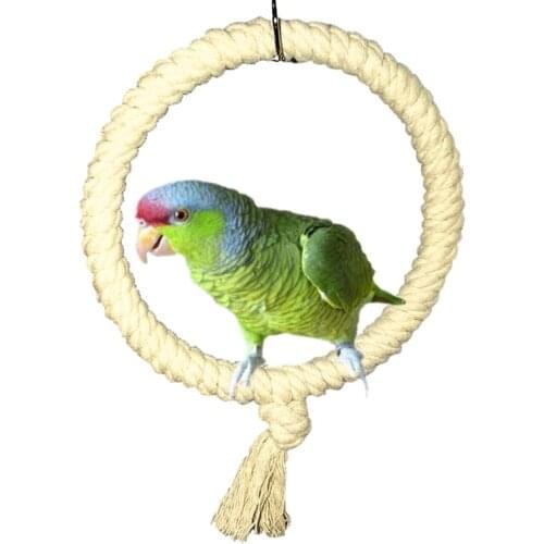 Parrot Rope Swing Standing Bar Lovely Pet Bird Chewing Climbing Ring Toy Bird Bite Ladder Climbing Ring for Cage, 1Pc